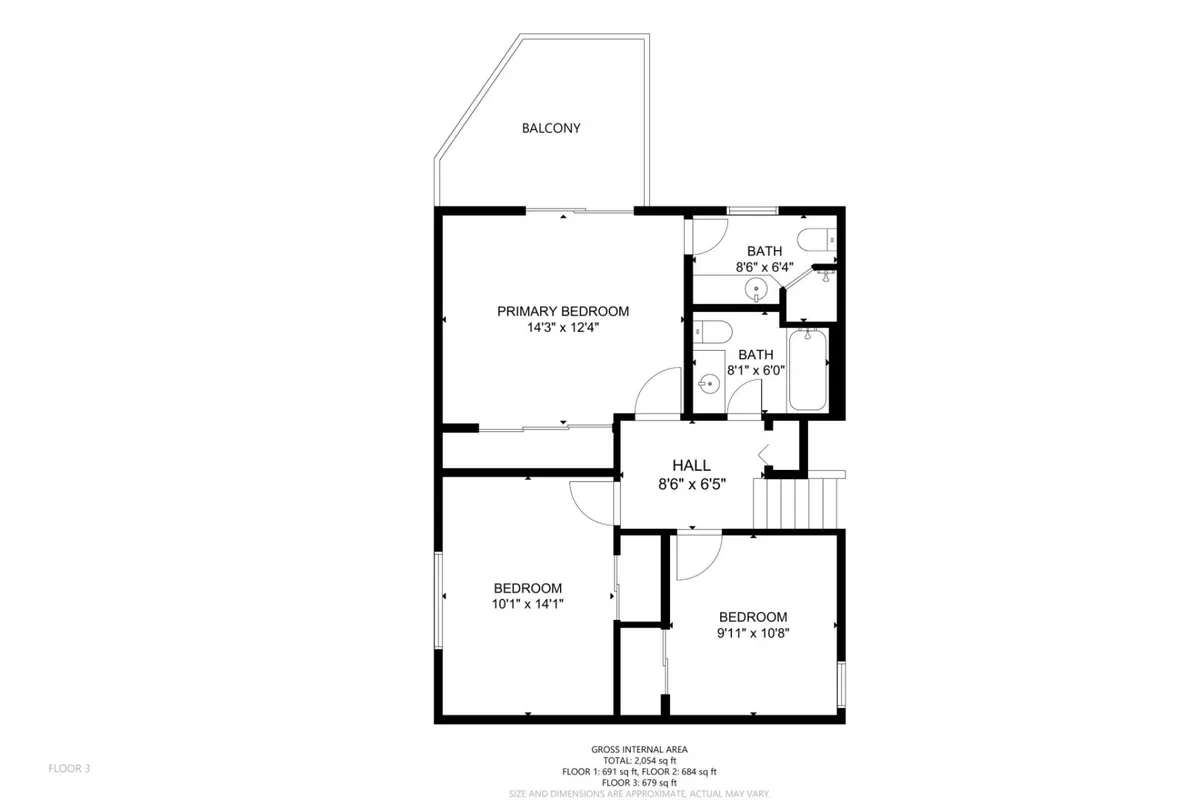 This image highlights the primary bedroom, showcasing a plush bed, soft linens, generous natural light, and leafy views through a balcony. A hallway visible in the background hints at the multi-bedroom layout, while the tranquil atmosphere aligns with the section's focus on restful retreats.